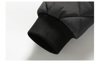 Quilted Jacket Men Autumn Winter Slim Fit Bomber Jacket Men Baseball Collar Cotton Padded Faux Fur Lined Casual Coat for 65-95kg