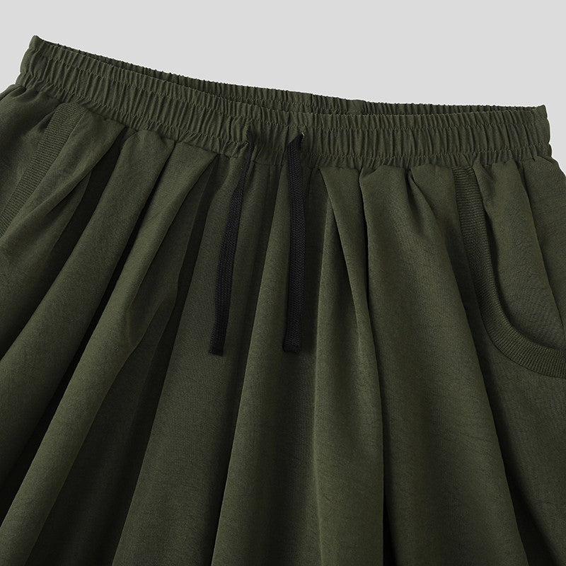 INCERUN Men Pants Solid Color Drawstring Joggers Casual Male Harem Pants Streetwear Loose Fashion Leisure Trousers Men S-5XL