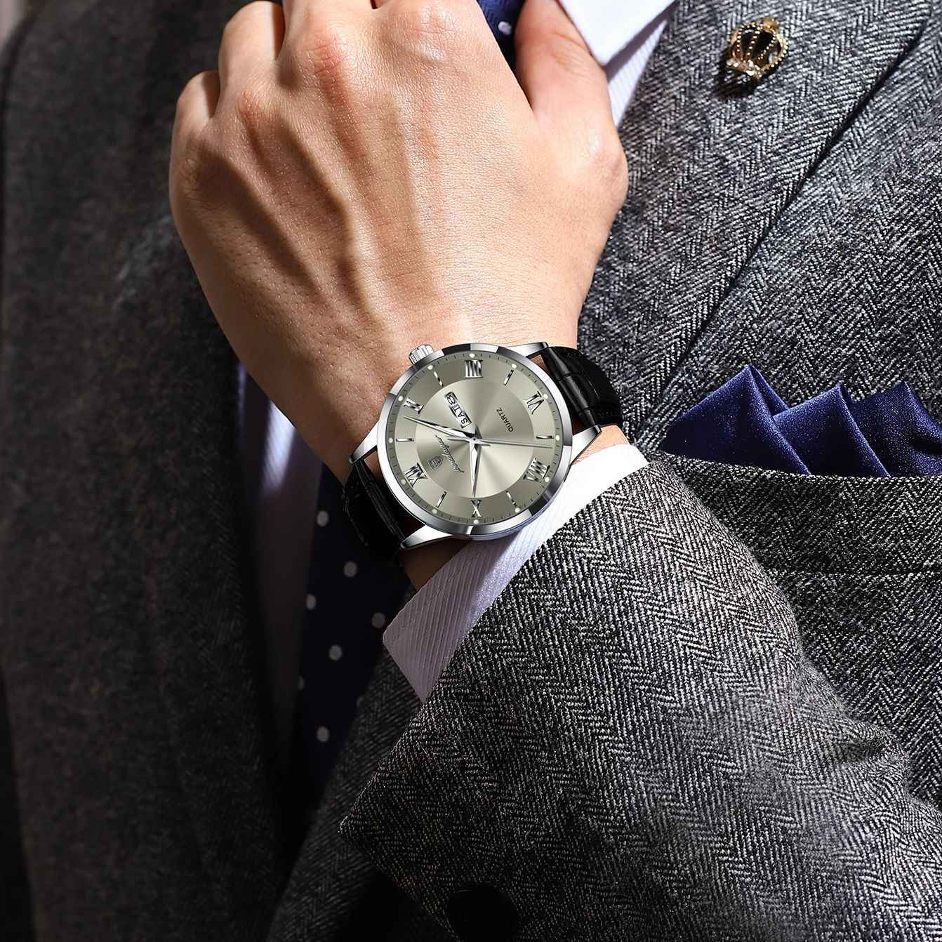 POEDAGAR Top Luxury Watch For Men Military Waterproof Luminous Date Week Man Wristwatch Leather Men's Quartz Watches Sport Reloj