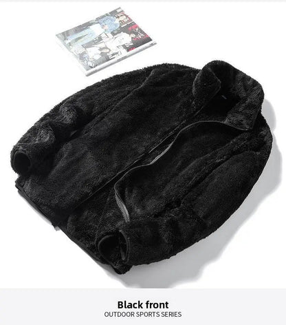 Thickened Fleece Jacket Women's Outdoor Spring Autumn Winter Double-Sided Sweatshirt Open Cardigan Polyester Fiber Stand Collar