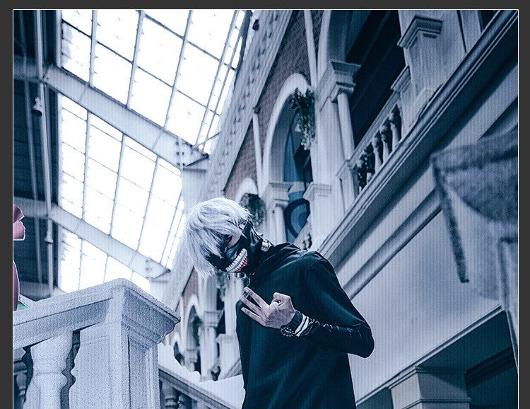 Anime Tokyo Ghoul Cosplay Kaneki Ken Cosplay Costumes Uniform Masks Hoodie Jacket Pants Shorts Full Set Outfits Wig Men