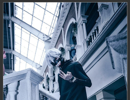 Anime Tokyo Ghoul Cosplay Kaneki Ken Cosplay Costumes Uniform Masks Hoodie Jacket Pants Shorts Full Set Outfits Wig Men