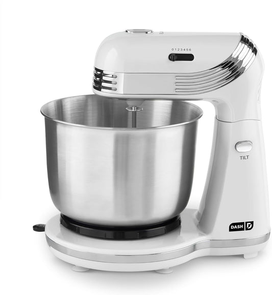 Batedeira Elétrica de Pedestal 6 Velocidades com Tigela de Aço Inoxidável e Ganchos para Massa para Uso Culinário