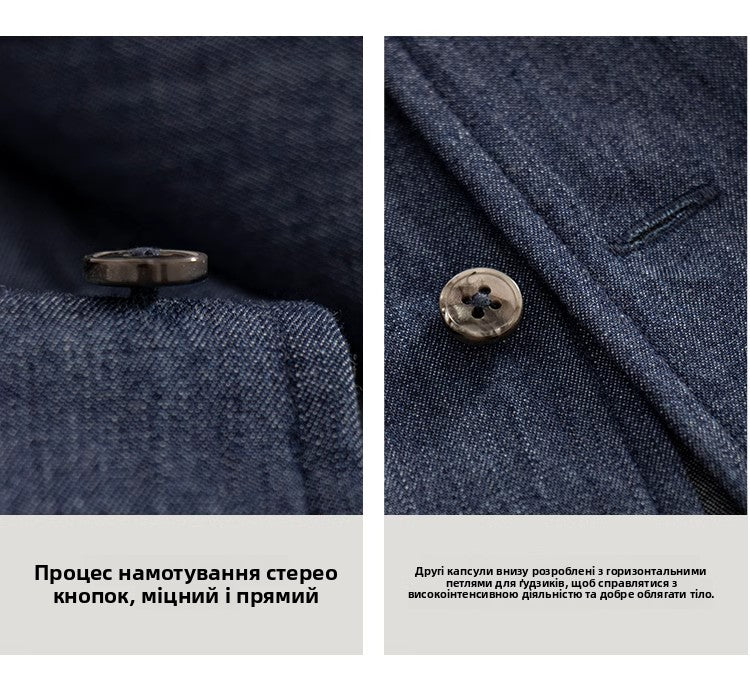 CULTUM Pure Cotton Italian Sle Men's Long Sve Slim Fit Casual Busin irt Classic k Button Collar Denim irt