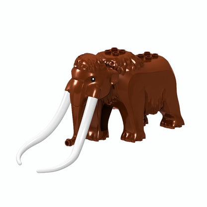 MOC Zoo Animal Building Block Accessories Set  Elephants Camel Deer Medieval Wolves Dinosaur Bricks Tyrannosaurus Model Toy