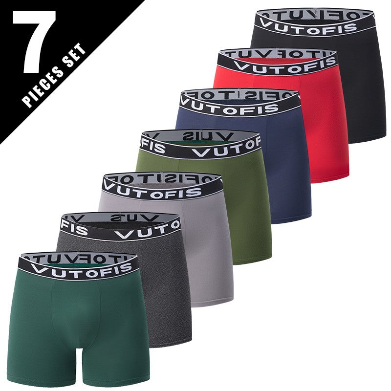 5/7/10 Pcs Men's Long Sports Parent-child Underwear Teenagers To Adults Multi-size Mix And Match Boyshort Elastic Waist Shorts