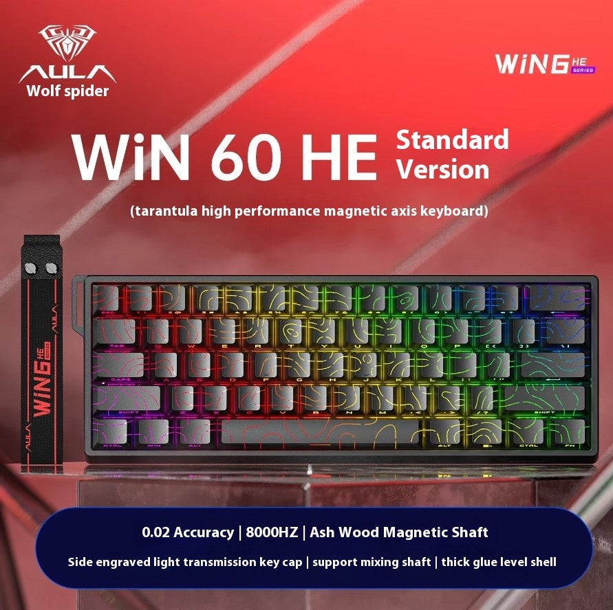 Teclados Win60 Win68 Aula com Teclas Magnéticas 8K, Teclado Mecânico para Jogos, Teclado com Fio para Esports com Luz RGB e Hot-Swap para PC Gamer (Presente)