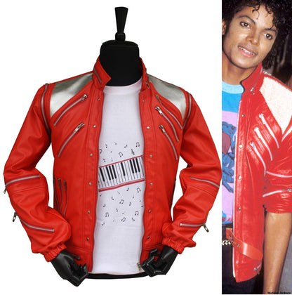 Punk Red Zipper Michael Casual Costumes America Fashion Style Jacket Outwear Imitation