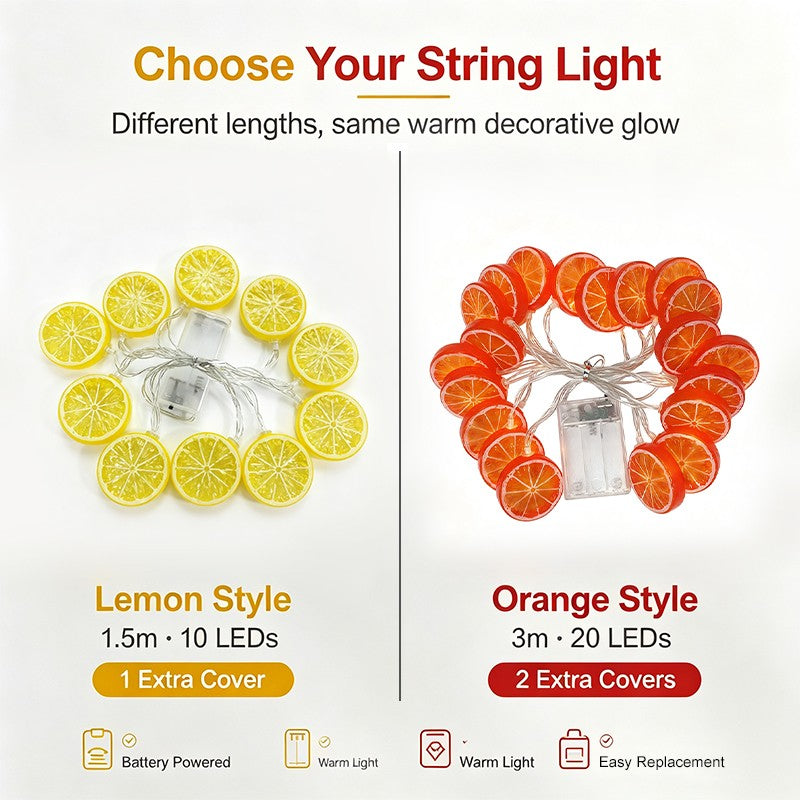 LED Lemon Garland Orange Slices String Light Yard Wedding Home Party Bedroom Decoration Battery Lamps Holiday Lighting
