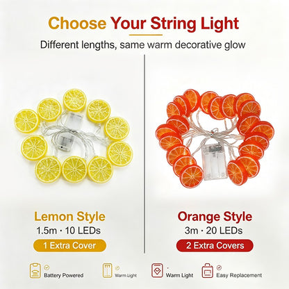 LED Lemon Garland Orange Slices String Light Yard Wedding Home Party Bedroom Decoration Battery Lamps Holiday Lighting