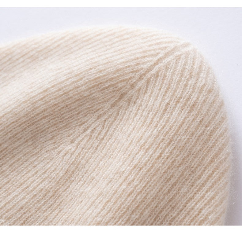 New Autumn Winter 100% Cashmere Hat Knitted Mountaineering Wool Hat Outdoor Skiing Double Layer Men and Women Thickened Warm