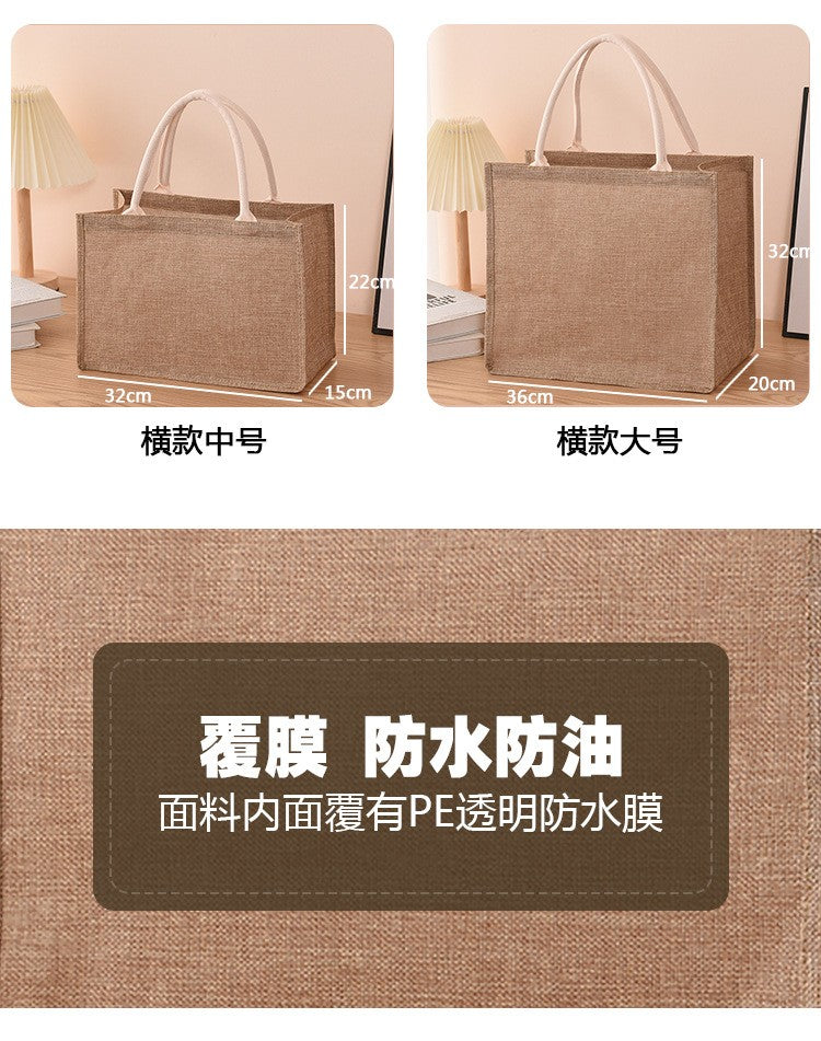 Linen Bag Hand-painted Cotton Sacks Jute Portable Imitation Sacks Linen Bags Shopping Bags Laminated Bags