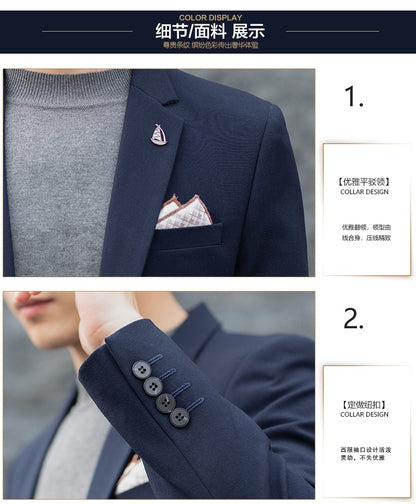 2025 Slim Fit Fashion Suits M-4XL High-Quality British Casual Solid Color Small Suit for Handsome Men All Fit