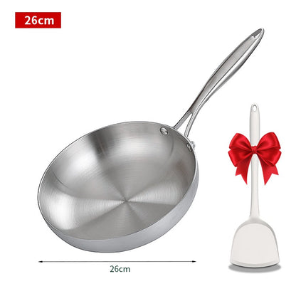Frying Pan 304 Stainless Steel Non-Stick Steak Pan 22/24/26/28cm Skillet Wok Kitchen Cookware for Gas and Induction Hobs