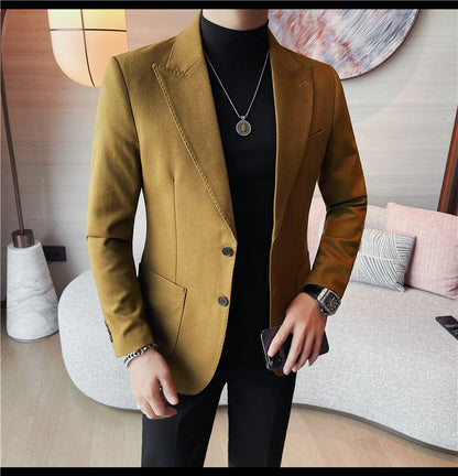 Blazer Jackets Men's Clothing High Quality Autumn Winter Thick Warm Mens Jackets And Coats Business Formal Wear Slim Fit Blazers