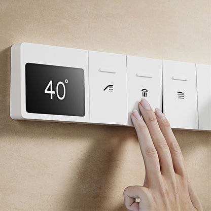 Sistema de chuveiro digital inteligente de latão branco luxuoso com design oculto Controle duplo de água quente e fria Torneira de parede