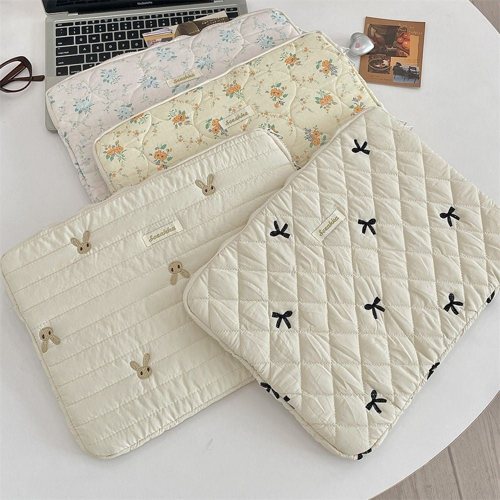 Fashion Rabbit Laptop Sleeve Case Bowknot Broken Flowers Laptop Bag Ultra Thin 11/13/15 inch Tablet Protective Pouch