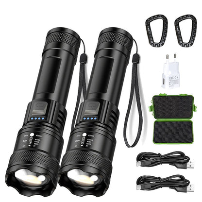Lanterna Super Brilhante P50 Recarregável USB LED de Longo Alcance Tática À Prova D'Água para Acampamento Pesca Emergência
