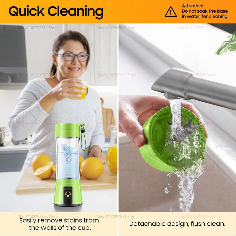 380ml Espremedor Elétrico Portátil Liquidificador de Smoothie USB Recarregável Processador de Alimentos Mini Misturador de Frutas para Viagem Cozinha Treino