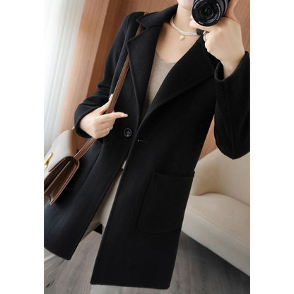 Autumn Winter Girls Fashion Mid-Long Jackets Female Casual Woolen Blends Coats Clothes Lady Korean Fashion Designer Coat