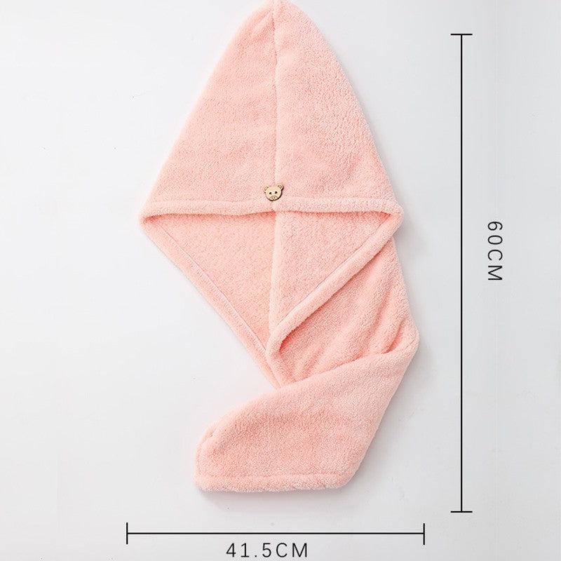 Care Cap with Button Microfiber Hair Towel Super Absorbent Hair Towel Wrap Fast Drying Hair Wraps Women Bathroom Accessories