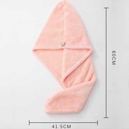 Care Cap with Button Microfiber Hair Towel Super Absorbent Hair Towel Wrap Fast Drying Hair Wraps Women Bathroom Accessories
