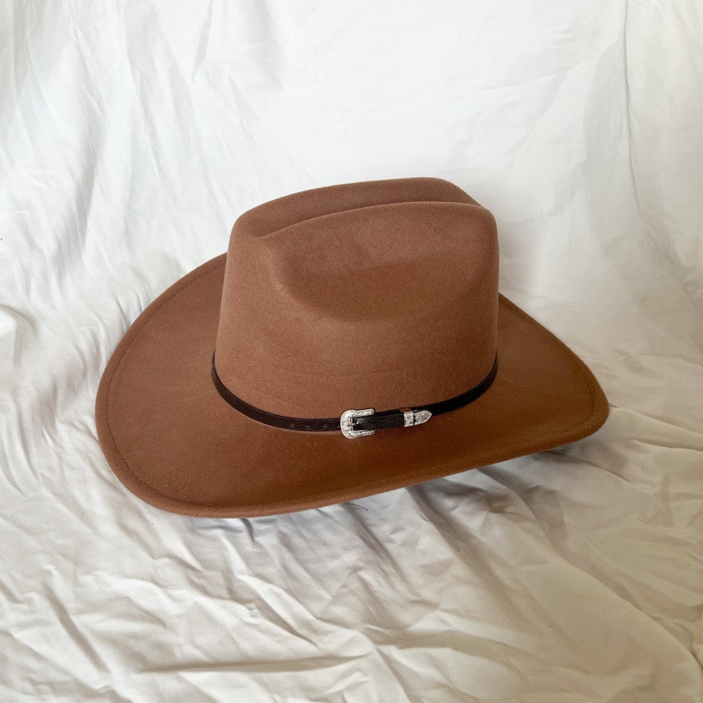 1PC Vintage Western Cowboy Hat For Men's Gentleman Lady Jazz Cowgirl With Leather Wide Brim Cloche Church Sombrero Hombre Caps