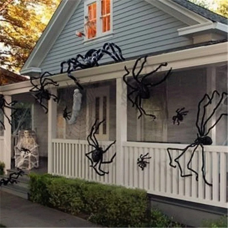 3/2/1pcs Halloween Decor Giant Black Plush Spider Halloween Party Bar Haunted House Horror Props Outdoor Scary Large Spiders
