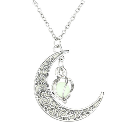 Colar com Pingente de Lua Luminosa para Meninas Adolescentes Colar Gargantilha Brilha no Escuro Joias Presentes ????????