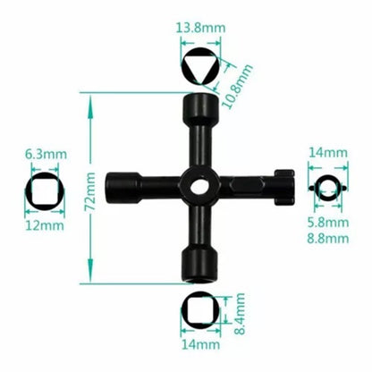 Multi-function Triangular Key Wrench Cross Square Hole Switch Wrench in Electric Control Cabinet Elevator Water Meter Valve