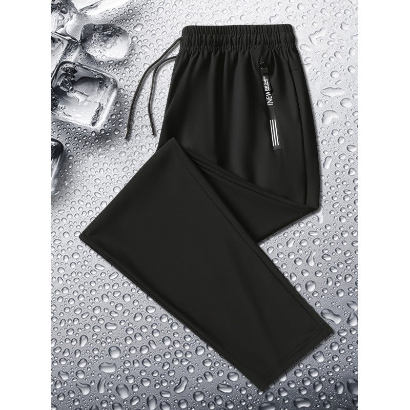 Calça Jogging Masculina de Verão Duas Cores Respirável Elástica Esportiva com Zíper Calça Jogger Masculina Reta para Pesca Academia