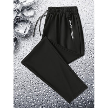 Calça Jogging Masculina de Verão Duas Cores Respirável Elástica Esportiva com Zíper Calça Jogger Masculina Reta para Pesca Academia