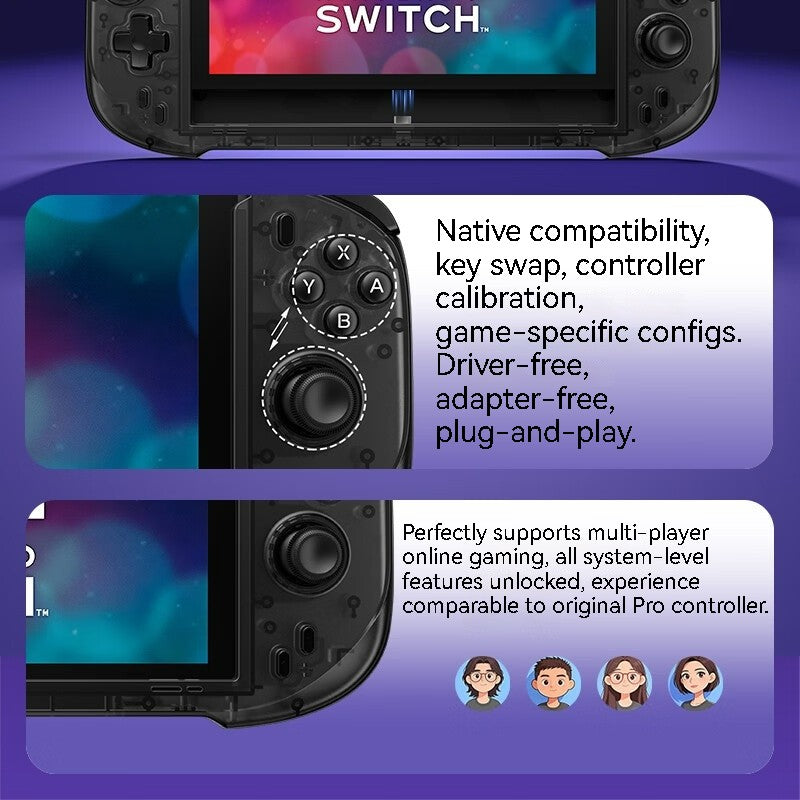 Ergonomic Abxylute N6 Direct?Attach Game Grip Controller Vibration Motion Detect for Switch 2 Handheld Gaming for Keen Gamers