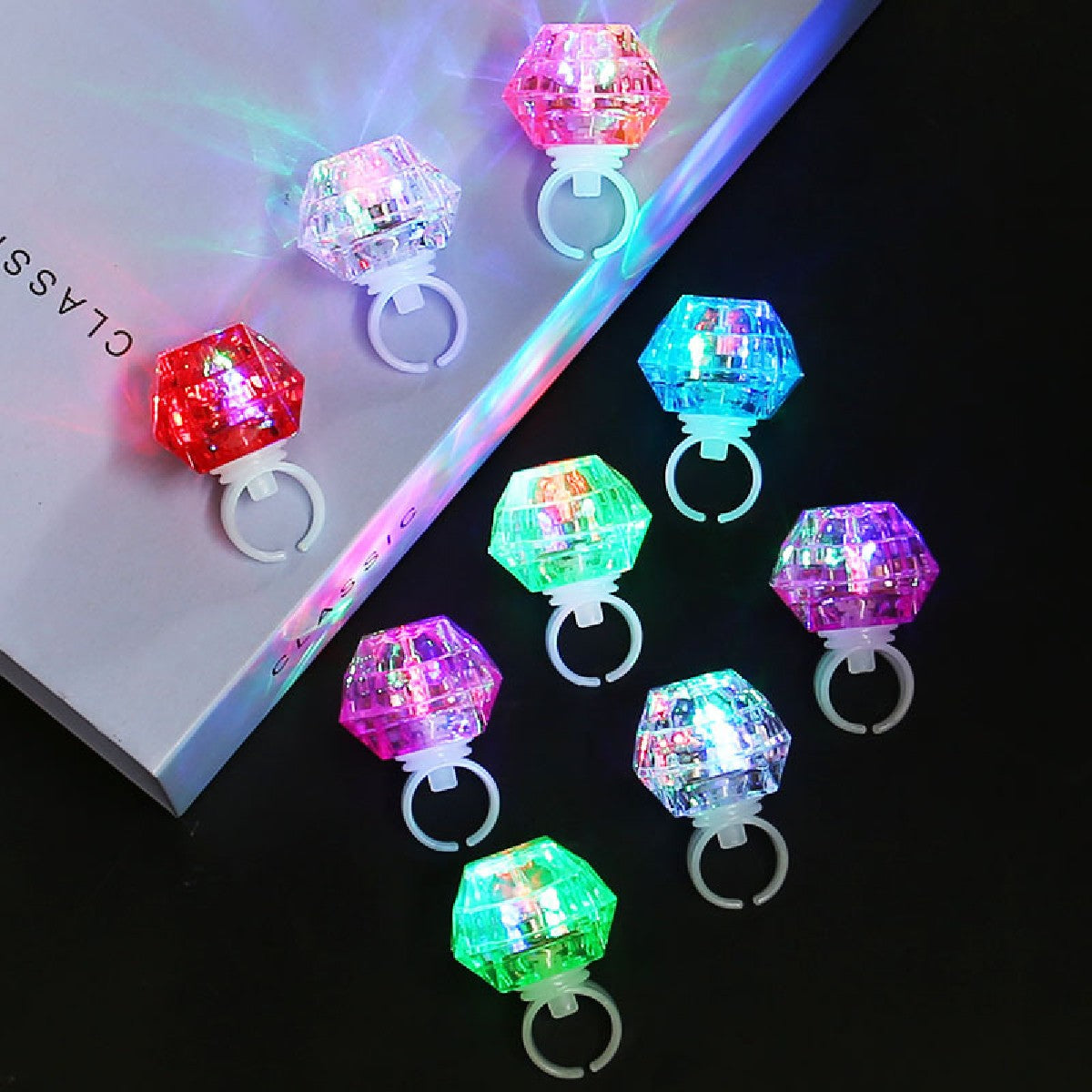 LED Light Up Diamond Rings, Flashing Glow in the Dark Party Favors for Bachelorette, Wedding, Bridal Shower, Birthday Kids