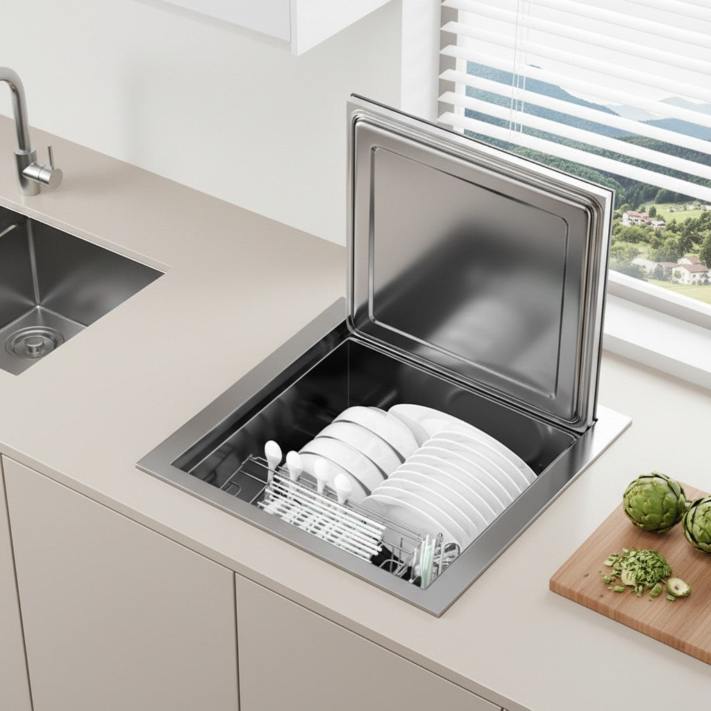 Available Fully Automatic Countertop Home Stainless Steel Dishwashers 9Sets Capacity Smart Control Electric