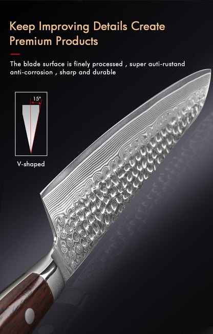 TURWHO 1-5 PEÇAS Facas Santoku Japonesas Facas de Chef Faca de Pão Aço Damasco de Alto Carbono 67 Camadas Conjunto de Facas Profissionais para Cozinha