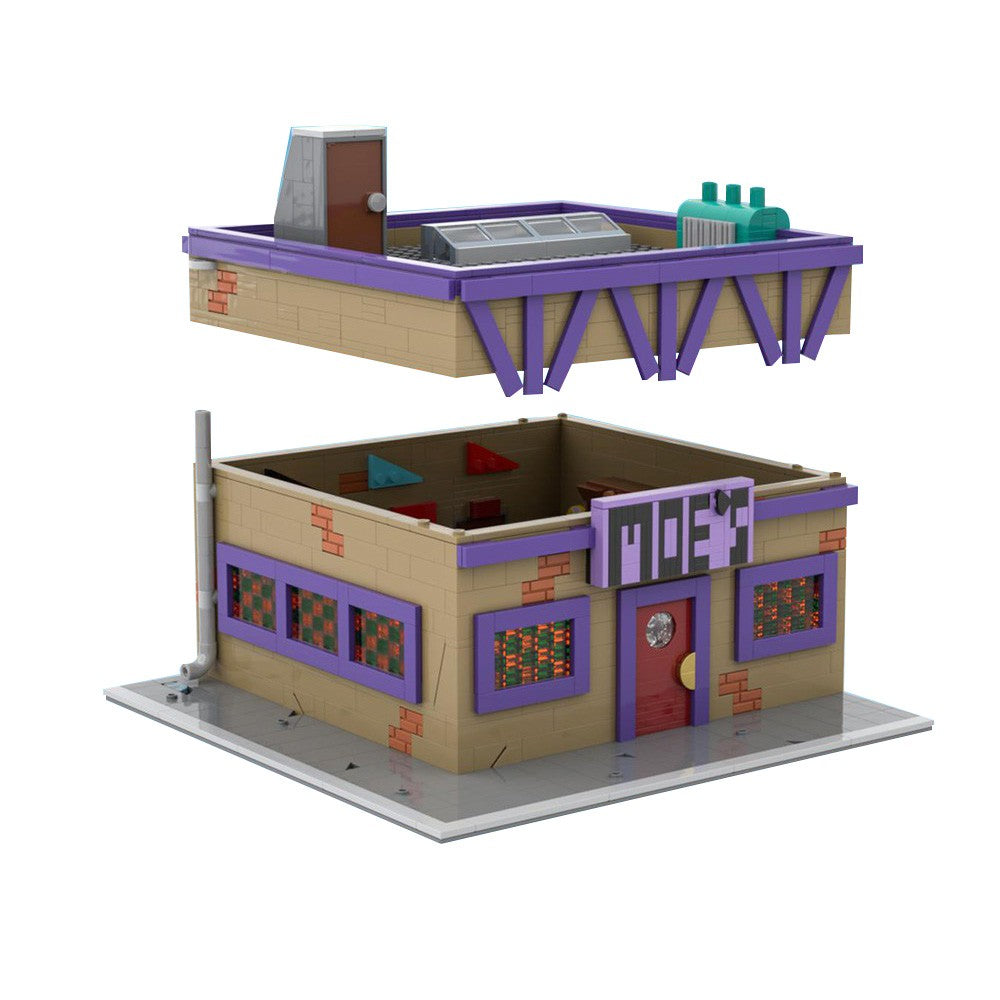 Gobricks MOC Simpsoned Modular Moe's Tavern Modelo de Tijolos O Ponto de Encontro de Springfield Modular Moe's Tavern Bar Blocos de Montar Brinquedos de Presente