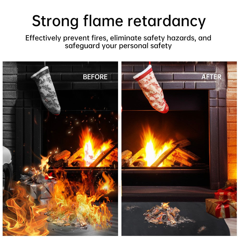Fireproof Hearth Rug Flame Resistant Fireplace Rug Mat Half Round Floor Protective Rug Fiberglass Fireproof Wooden Stove Mat