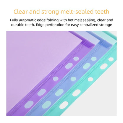 6 pcs Colorful Plastic Binder Folders Clear A4 Binder Pocket Snap Closure 11 Holes Punched Pockets Home Office