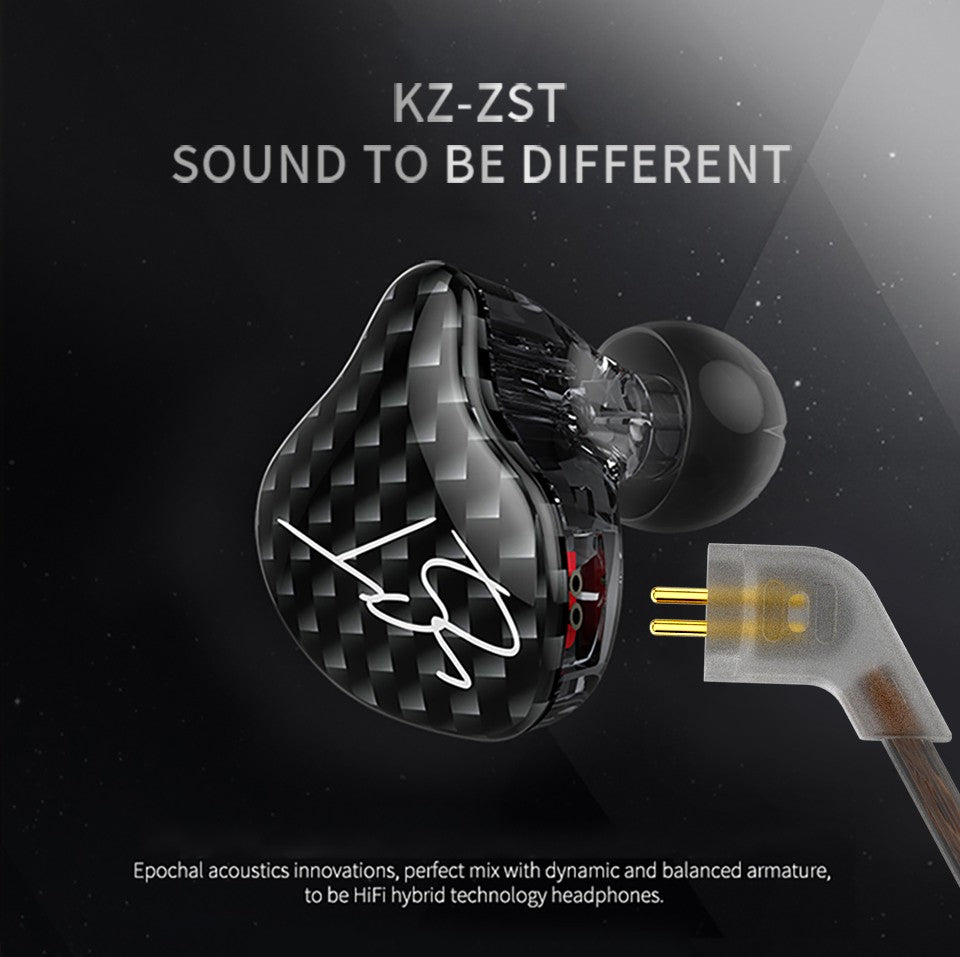 KZ ZST Wired Earphone Detachable Cable In Ear Monitor Noice Cancelling Headset HiFi Music Sport Game Phone Earbuds Headphones