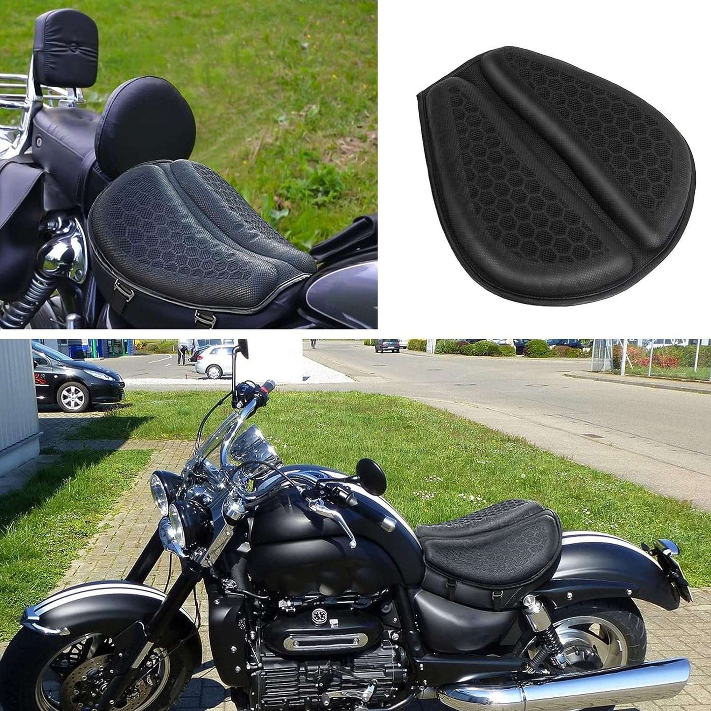 Capa de Almofada de Assento de Motocicleta Cruiser Esportiva para Viagens, Selim Redutor de Pressão, Amortecedor, Protetor de Assento de Motocicleta com Almofada de Ar