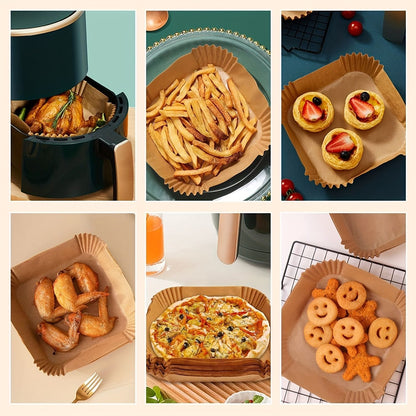30/50/100 Peças Fritadeira Air Fryer Papel Descartável Antiaderente Redondo Forros de Papel para Airfryer Acessórios de Cozinha de Papel