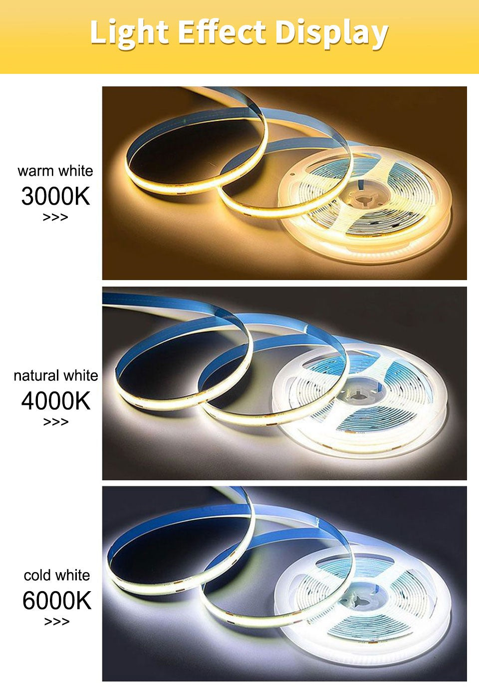 24V 12V COB LED Strip Light 8mm 320LEDs/M High Density Flexible Diode Tape Ribbon for Room Decor 1M 2M 3M 5M 10M Linear Dimmable