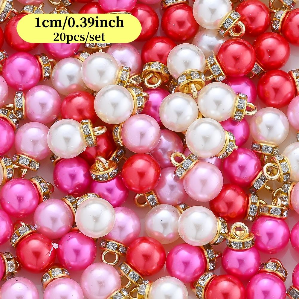 20pcs/set Shiny CCB Christmas Beads Pendant Classic Golden Rhinestone Spacer Beads For Earrings  Making Fashion Accessories