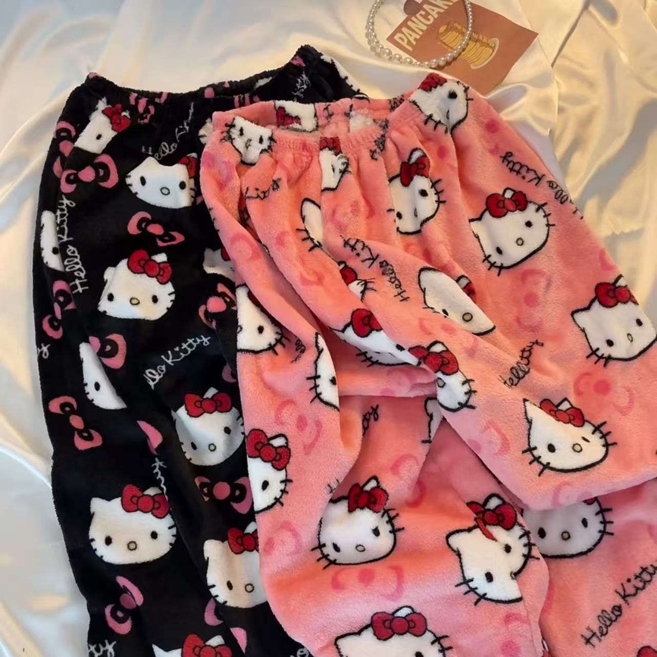 Calça de Pijama Hello Kitty Y2K Sanrio Anime Feminina Calças de Pijama Desenho Animado Moda Roupa de Dormir Calças de Lazer Roupa de Casa