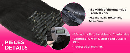 Extensões de Cabelo Humano Liso de 30 Polegadas com Presilhas Cor Natural Brasileiro 100% Remy Cabelo Humano 140G 10 Peças/Conjunto Cabeça Completa Para Mulheres