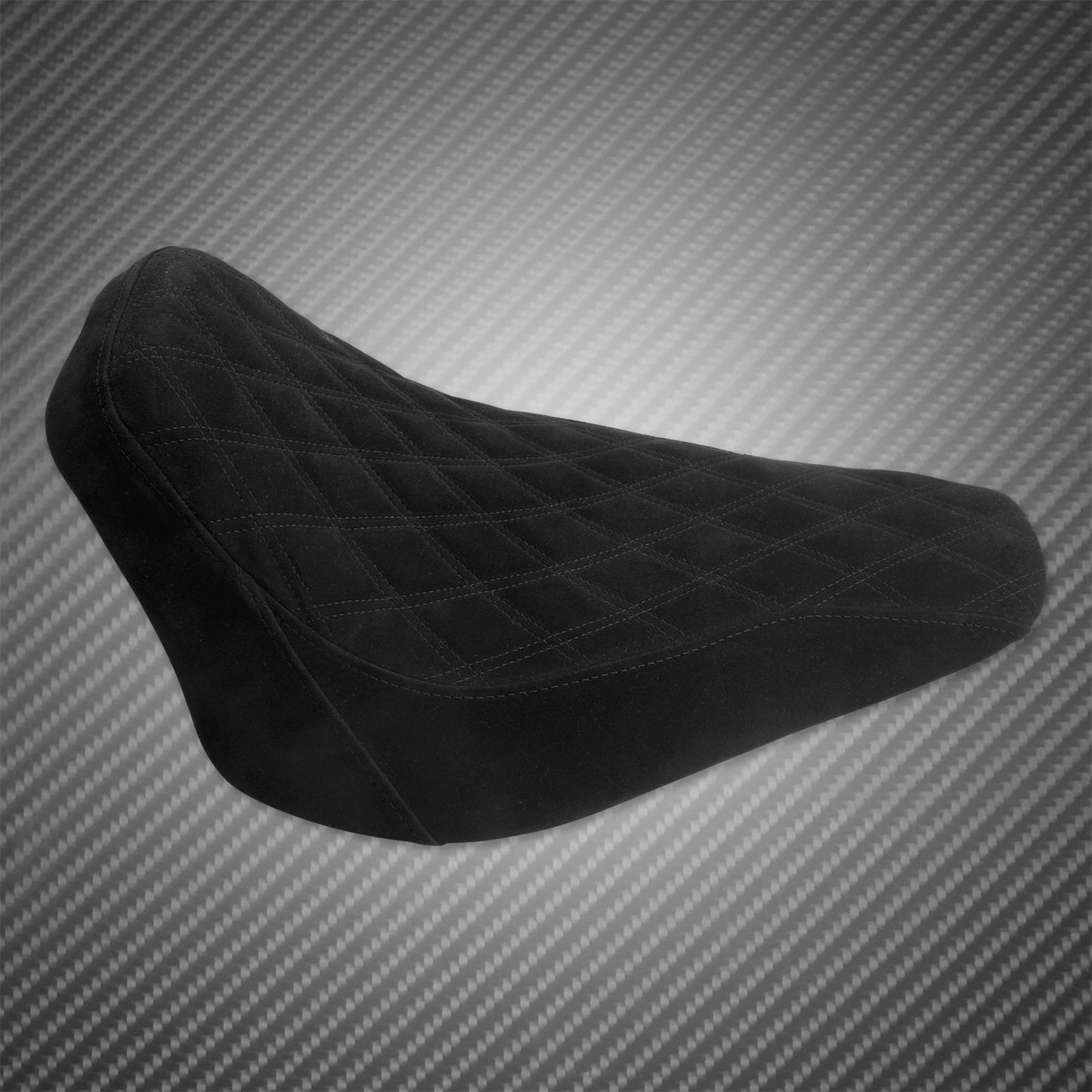 Assento Solo Dianteiro de Couro com Perfil Baixo e Costura em Diamante para Motocicleta Harley Softail Breakout FXBR Rocker FXCW 2008-2017