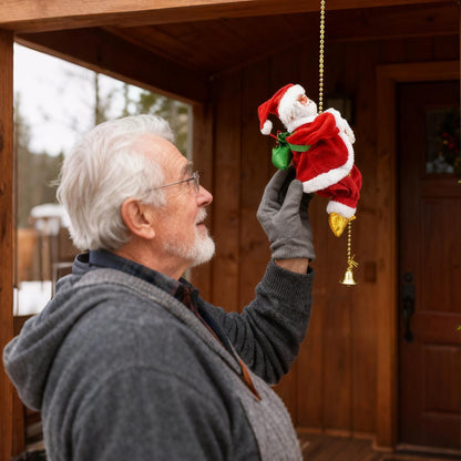 Santa Claus Climbing Rope Musical Electric Christmas Decor for Holiday Party Home Office Living Room Apartment Decorations