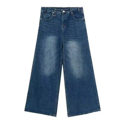 New Men's Baggy Straight Leg Wide Leg Jeans Male Fashion Vintage Wash Casual Denim Pants Youth Popular Brand Streetwear Trousers