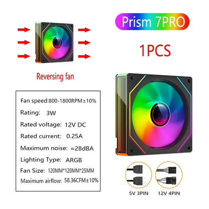 PRISM 7 PRO Computer Case Fan 120mm ARGB 4-Pin PWM Silent Cooling Fan 12V High Airflow 58.36CFM/800-1800RPM